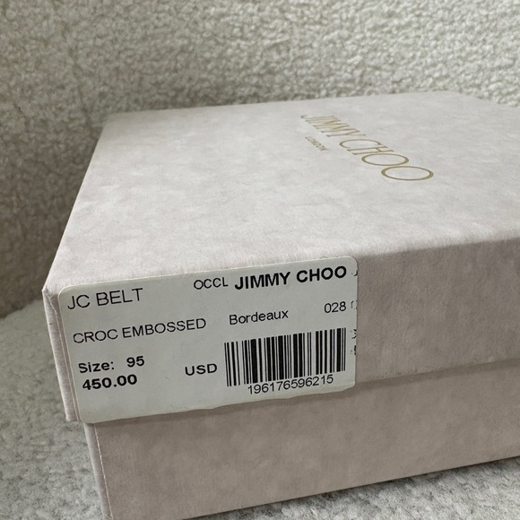 Jimmy Choo Burgundy Leather JC Logo Belt 95 cm - Picture 5 of 6